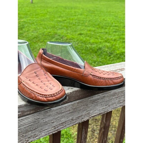 SAS Weave Slip-On Loafer Womens Size 9M Brown Leather Tripad Comfort Made in USA - Picture 2 of 9